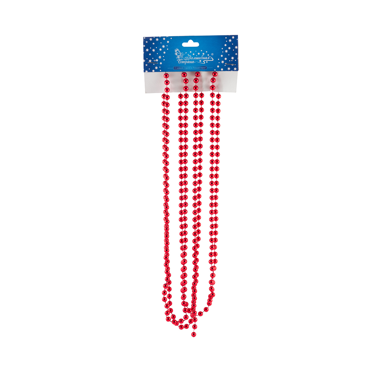 Бусы "блеск" 2,7 м, красный (1/24/144) "волшебная страна"