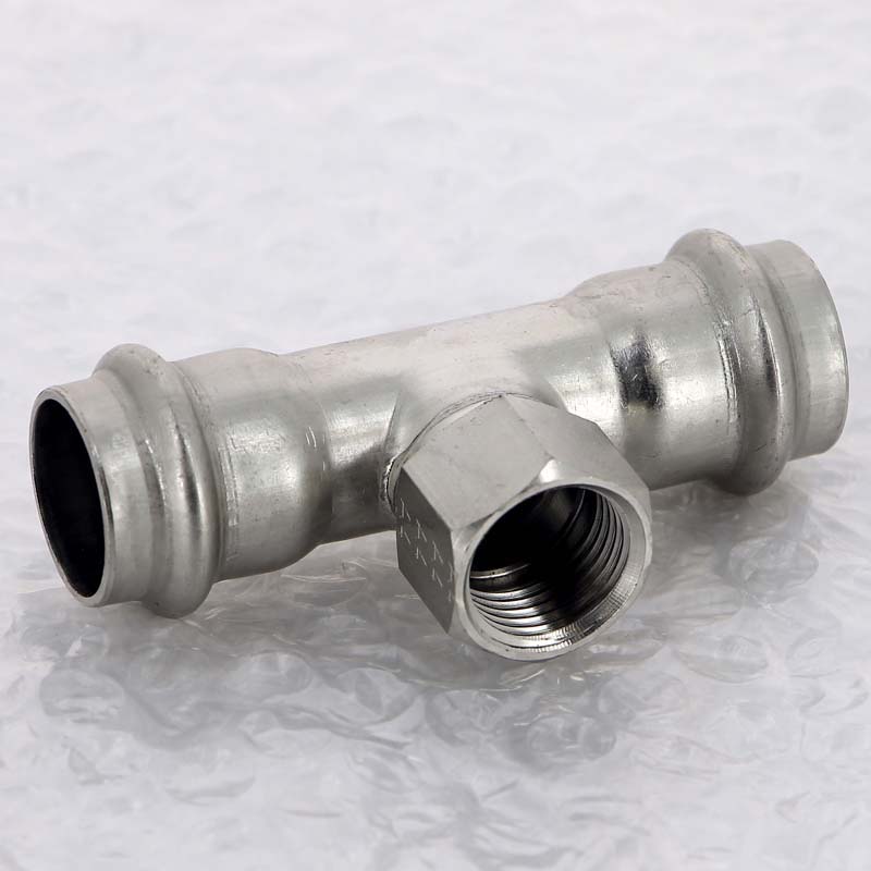 Тройник пресс-В 22х1/2"х22 нержавеющая сталь Sanpress Inox VIEGA