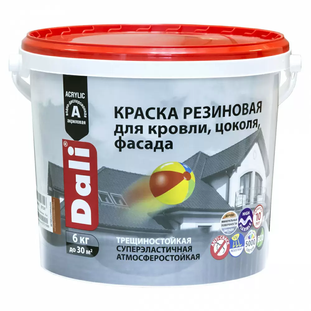 Dali краска резиновая трещиностойкая акриловая, база С (6кг)
