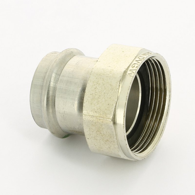 Муфта пресс-В с накидной гайкой 35х1"1/2 нержавеющая сталь Sanpress Inox VIEGA