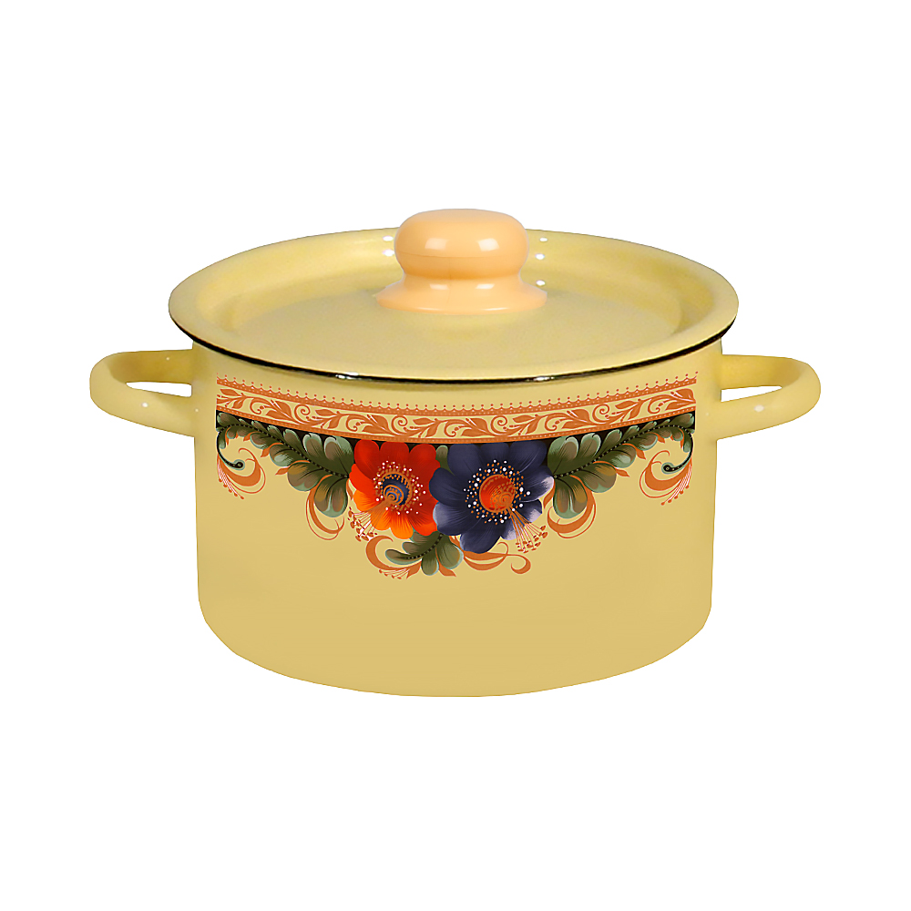 Кастрюля эмалиров. с крышкой декор. 1,5 л (1/8) "стальэмаль"  1с15с/1