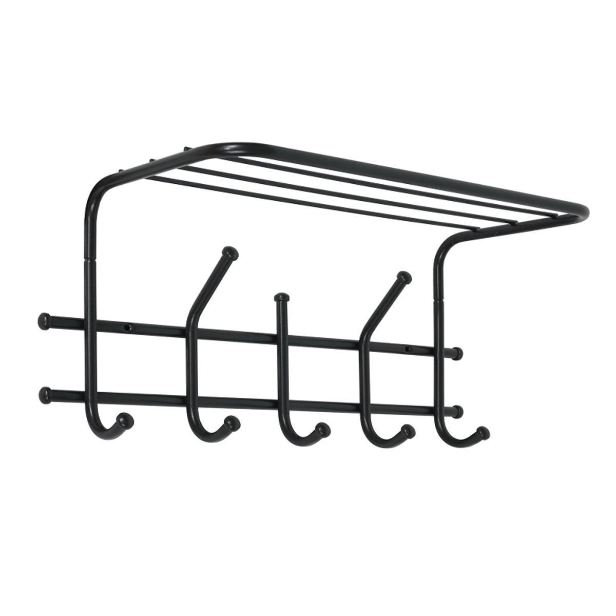 Вешалка настенная с полкой "эра 5" (5 крючков) 480*210*220 мм черный (1/5) всп 278 ч