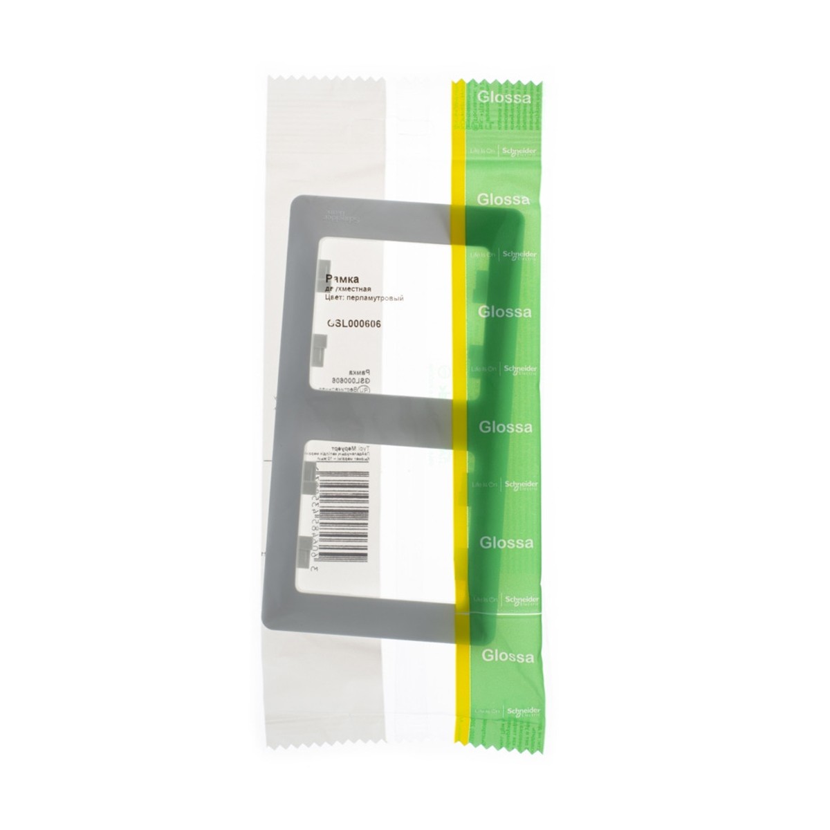 Рамка "glossa" 2-х местн. вертикальная, перламутр (1/30/180) "schneider"
