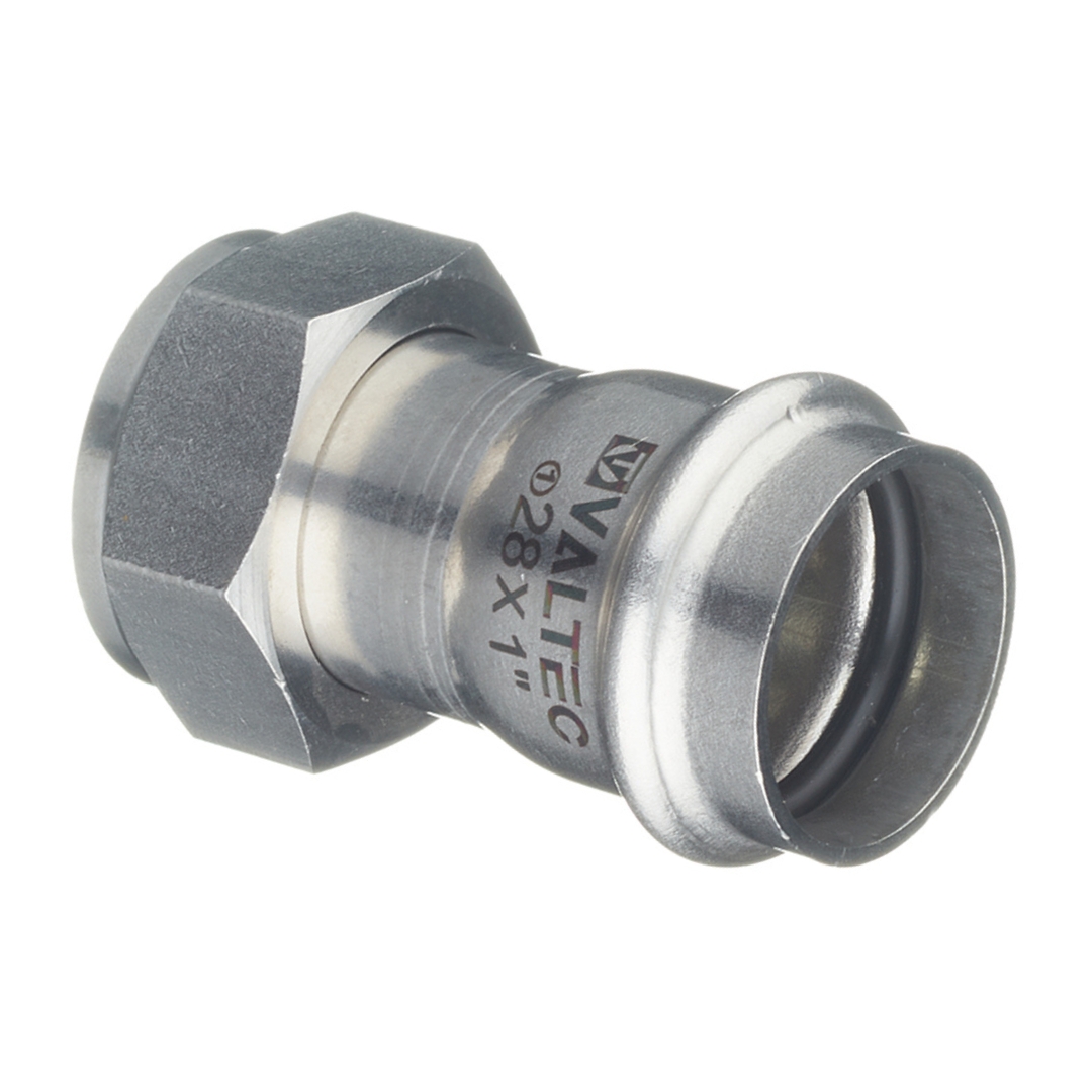 Муфта пресс-В с накидной гайкой 28 мм х 1" нержавеющая сталь VALTEC