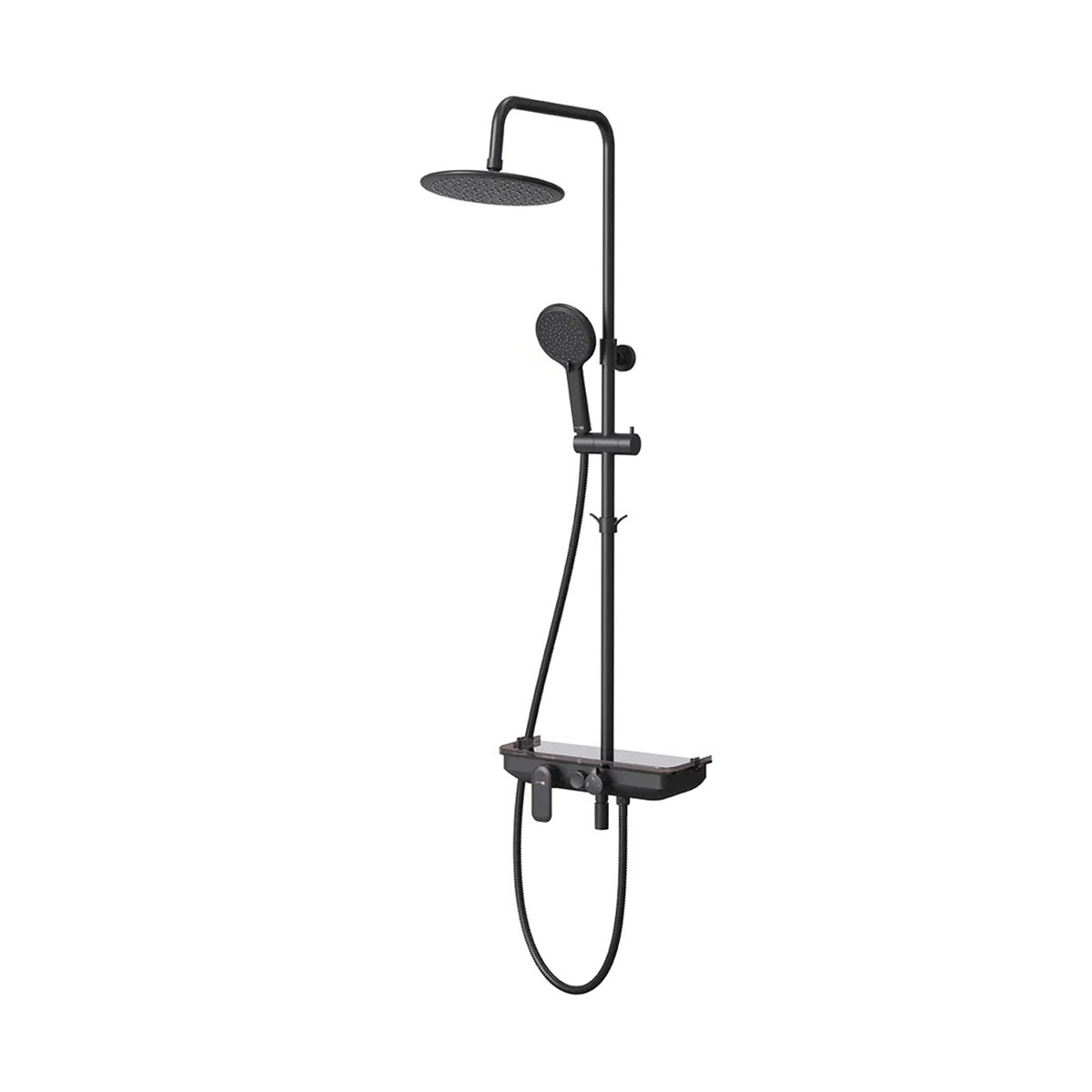 Душевая система "tropic" lm7012bl  верх. душ "тропич. дождь", поворотн. излив (черн.) (1/3) "lemark"