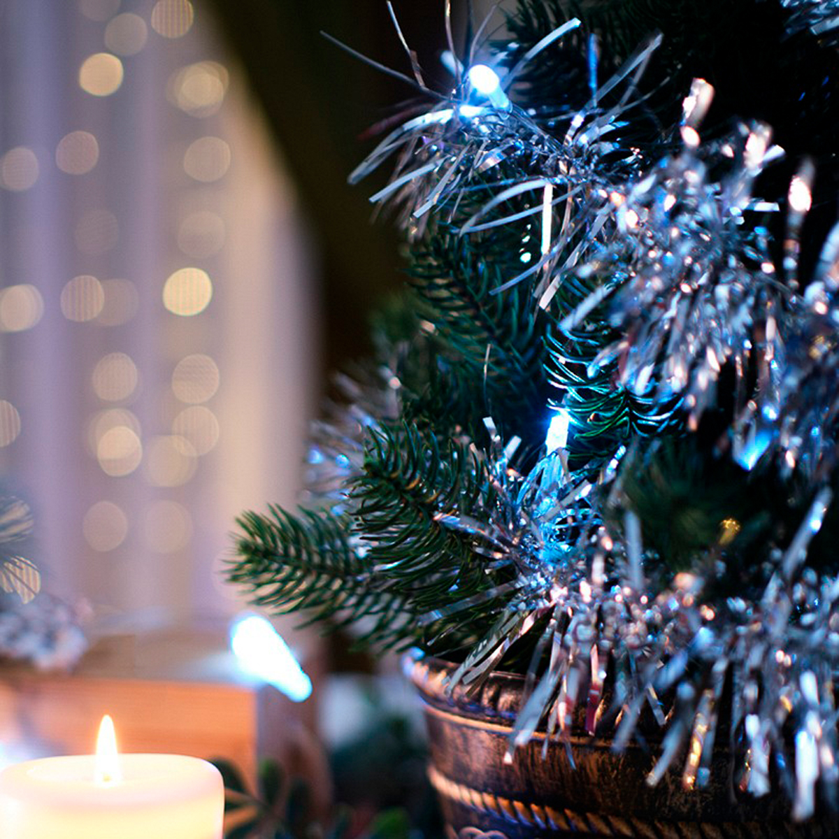 Электрогирлянда "мишура серебряная" 1,5 м, 10 белых ламп, шнур прозр. (1/24) "neon-night" 304-011