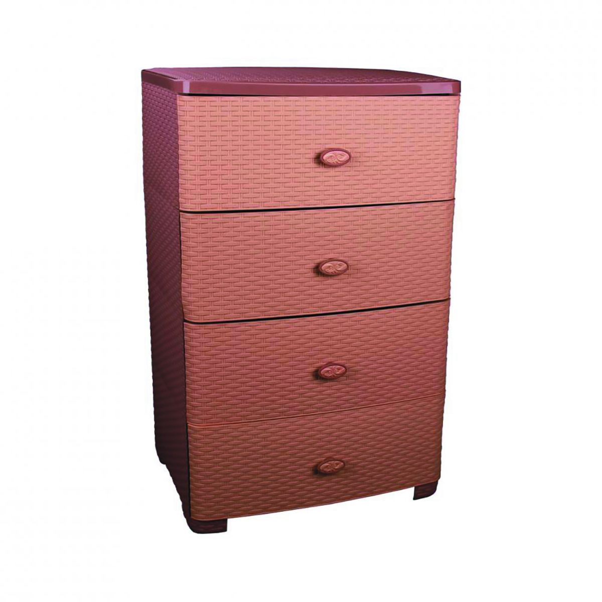 Комод широкий "плетенка" 4-х секционный (какао) (1) "альтернатива" м4061