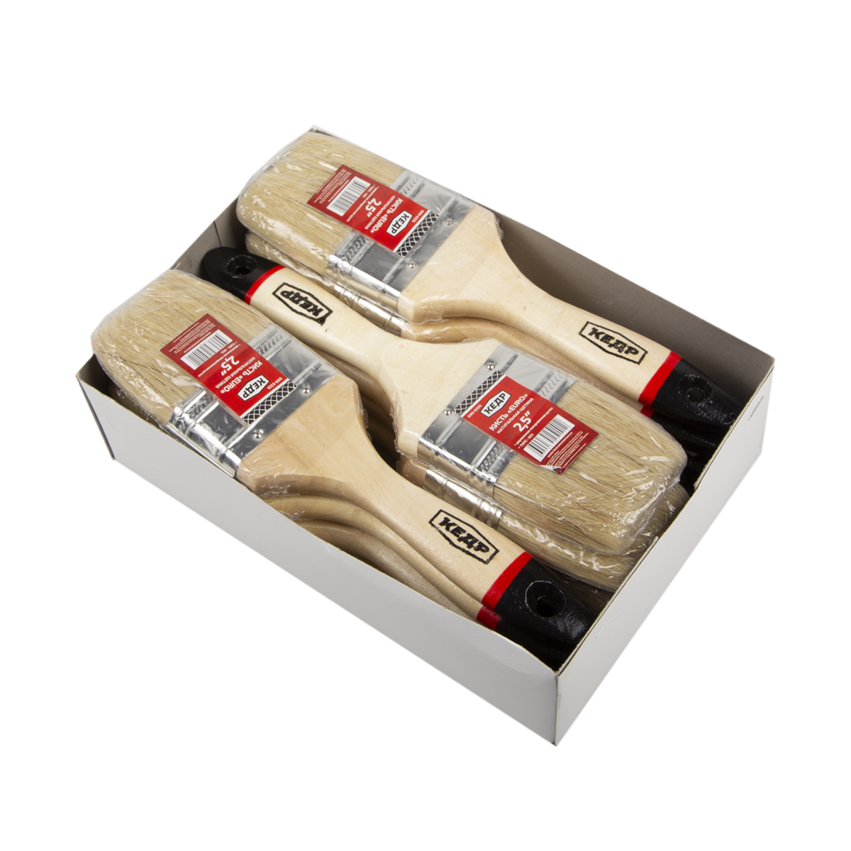 Кисть плоская "евро" №2,5/63 мм  (12/300) натур.щетина, дерев.ручка "кедр"  099-6325