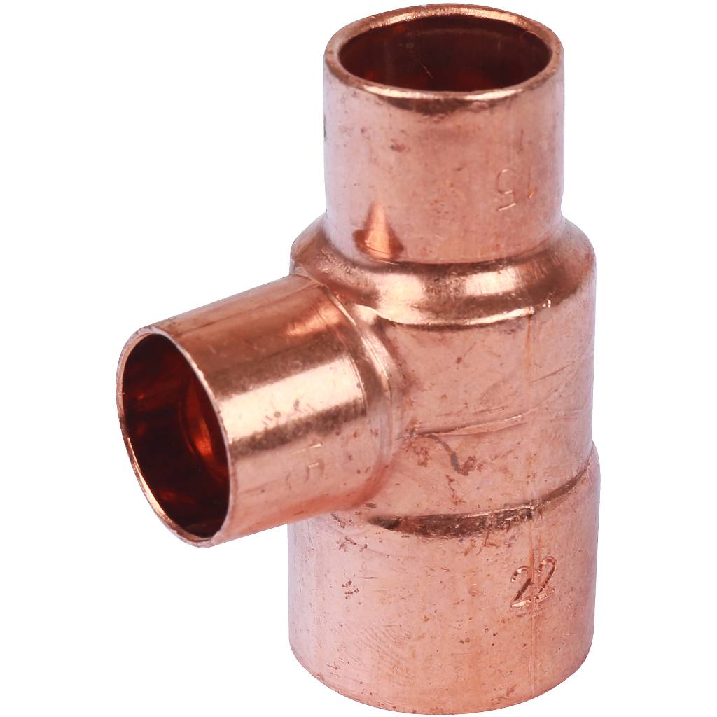 Тройник переходной 22х15х15 мм медный под пайку SANHA 15130221515