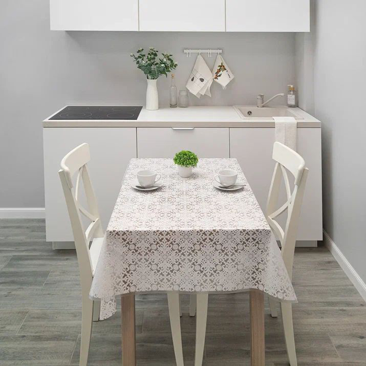 Скатерть пвх "муза" 132*228 см арабеска (1/12) 014-white