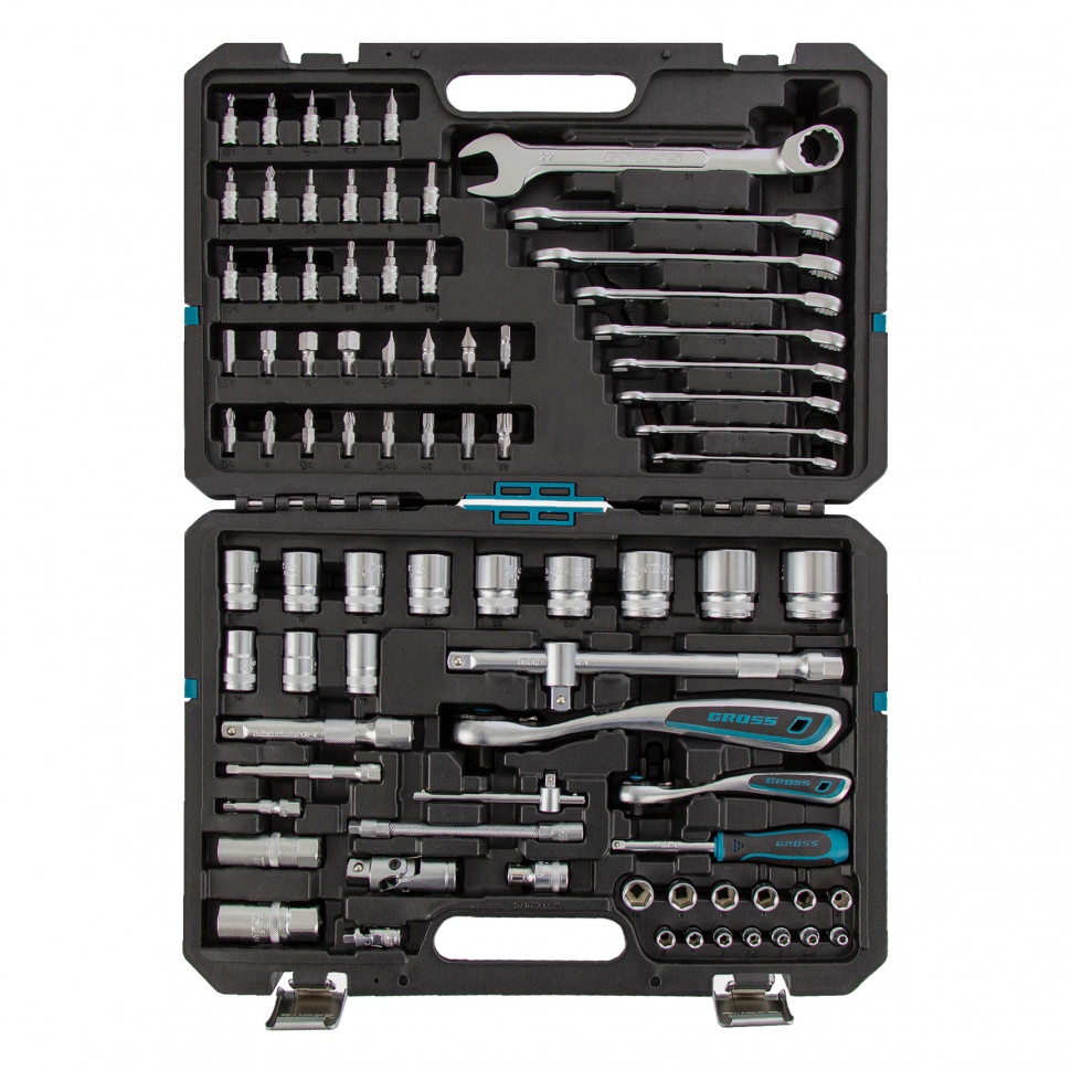 Набор инструментов 82 предметов , 120 зубьев, CrV, 1/4", 1/2" Gross (14149)