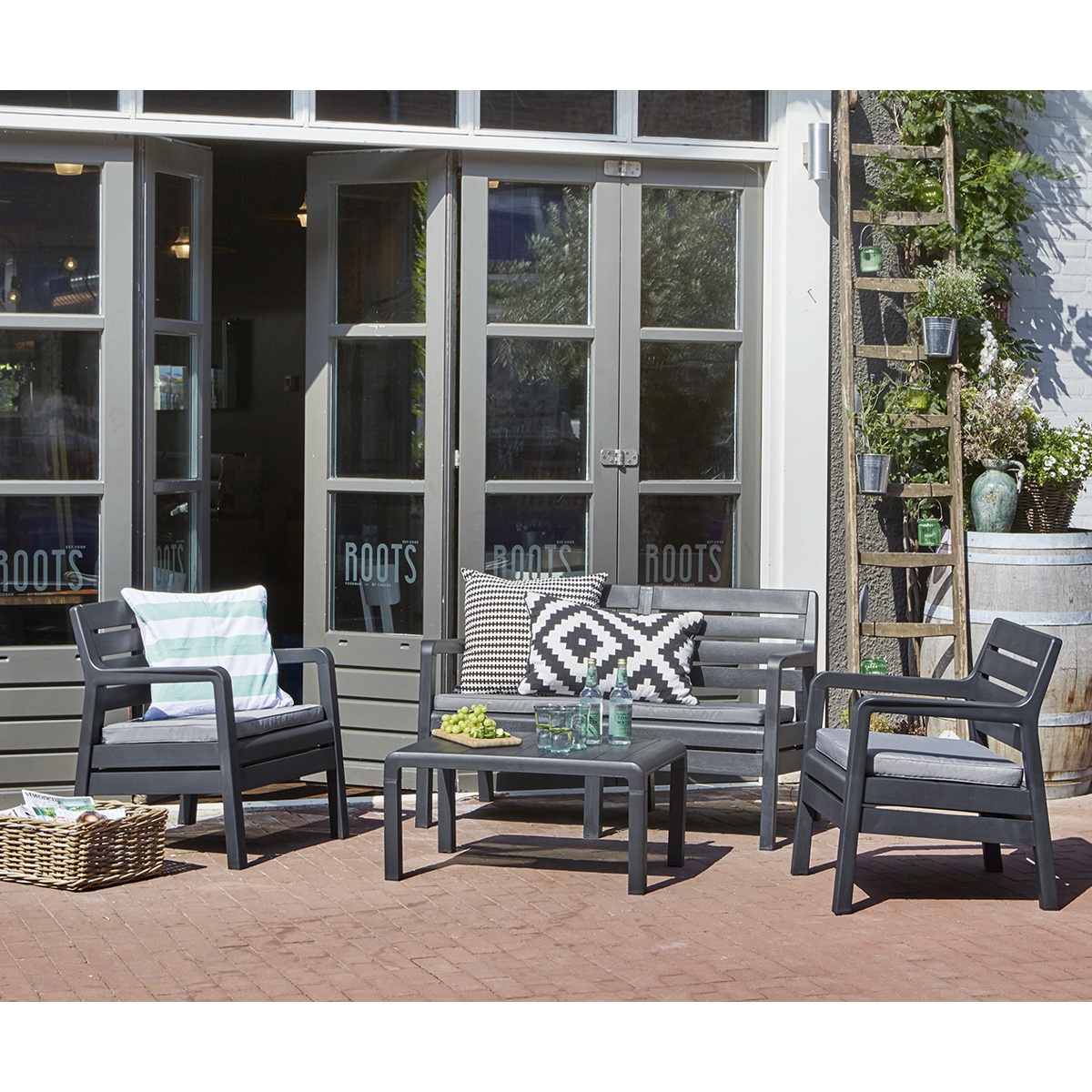 Комплект садовой мебели "delano set" (стол, 2 кресла, диван) графит "keter"
