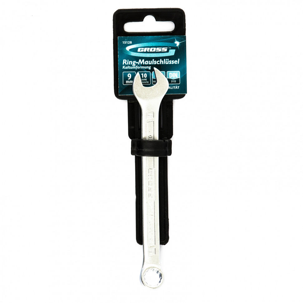 Ключ комбинированный 9 мм, CrV, холодный штамп Gross (15128)
