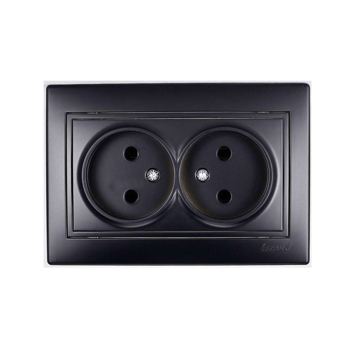 Розетка "mira" 2-х местн. (керамика) черный бархат (1/10/120) "lezard" 701-4242-128