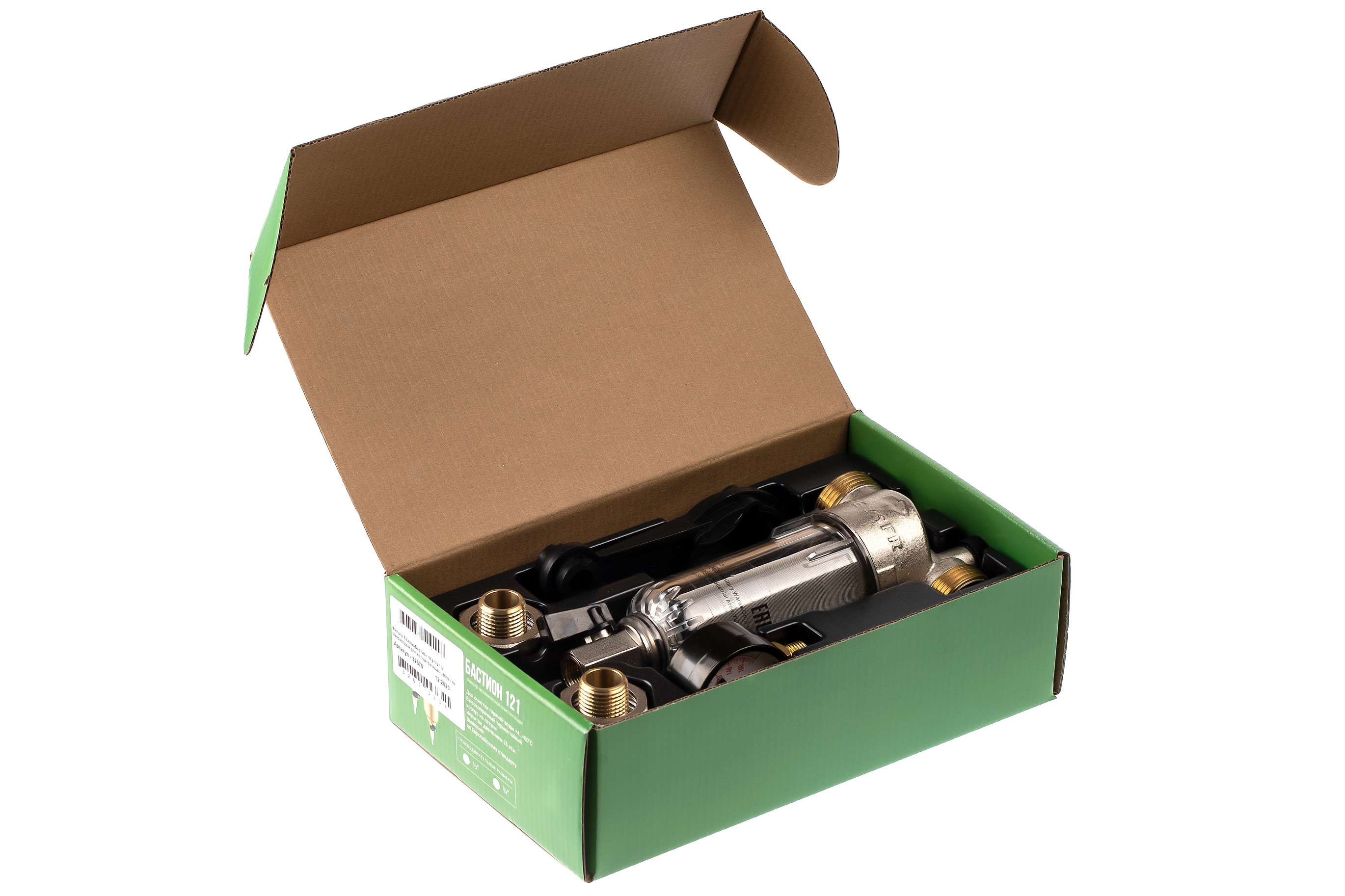 Фильтр магистральный промывной Гейзер Бастион 112 1/2" для ХВС с манометром