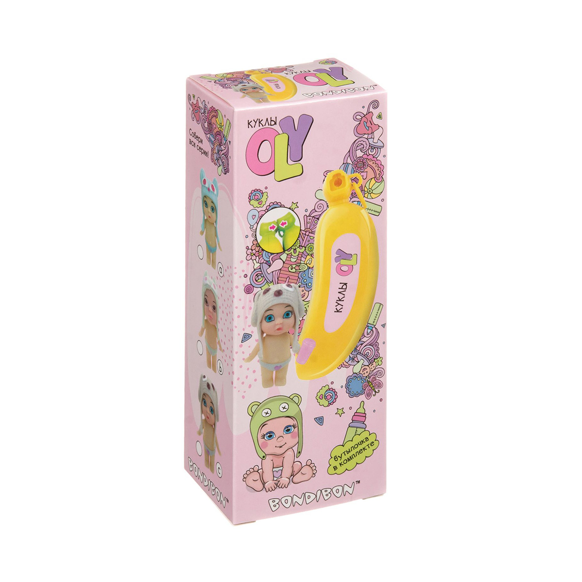Набор игровой "oly" кукла в банане (шапочка-ушанка собачка, аксессуары) "bondibon" вв3842