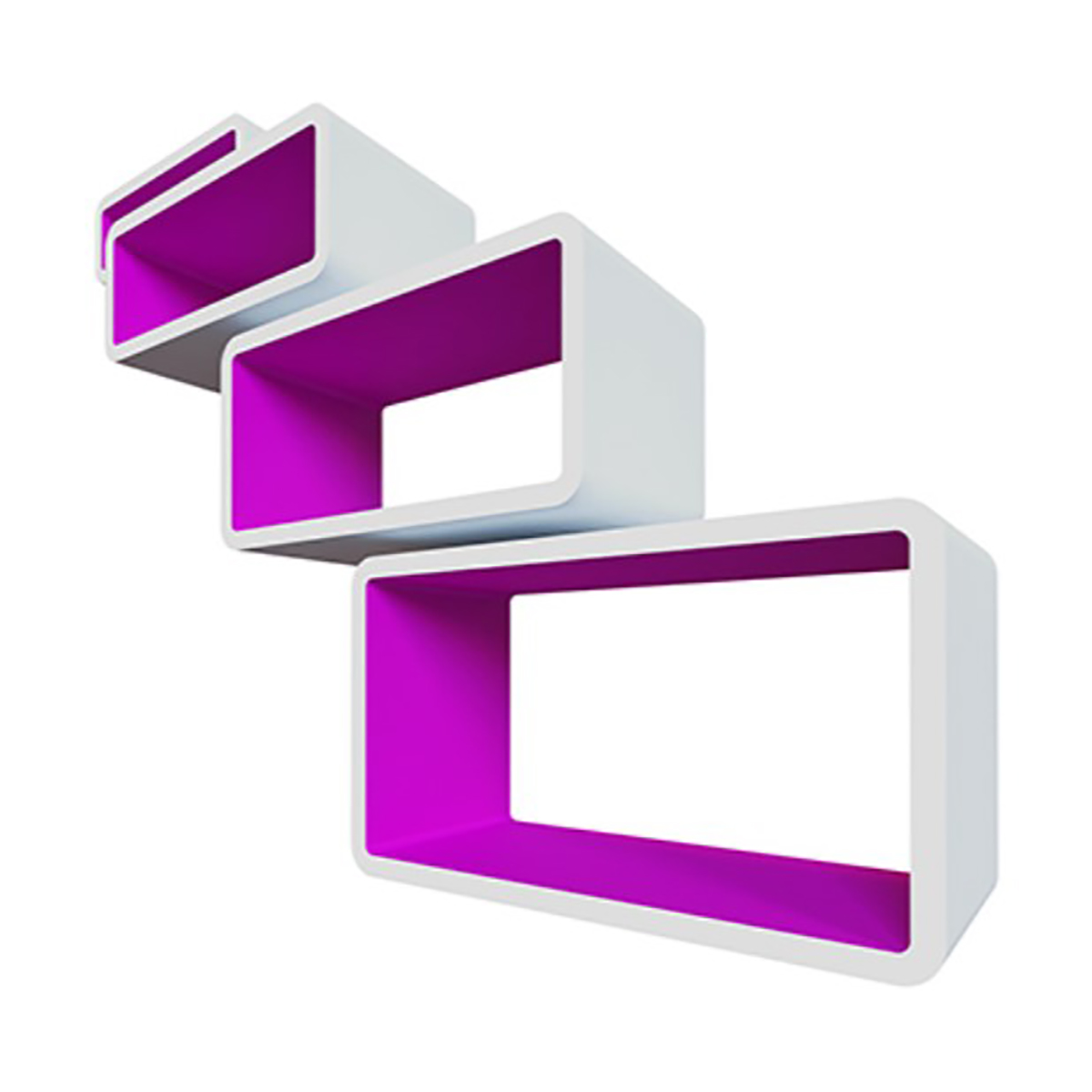 Комплект полок "бангкок" 47*27*20 см; 43*23*20 см; 38*18*20 см; 34*14*20 см (белый/пурпур.) "qwerty"