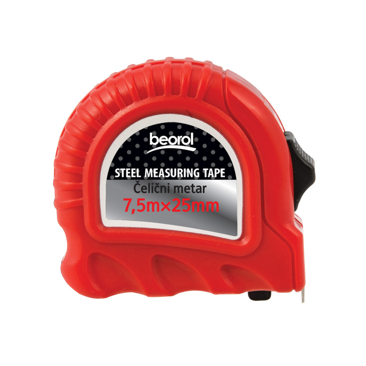 Рулетка с фиксатором 7,5 м/25 мм пластик.корпус (1/6/60) "beorol"