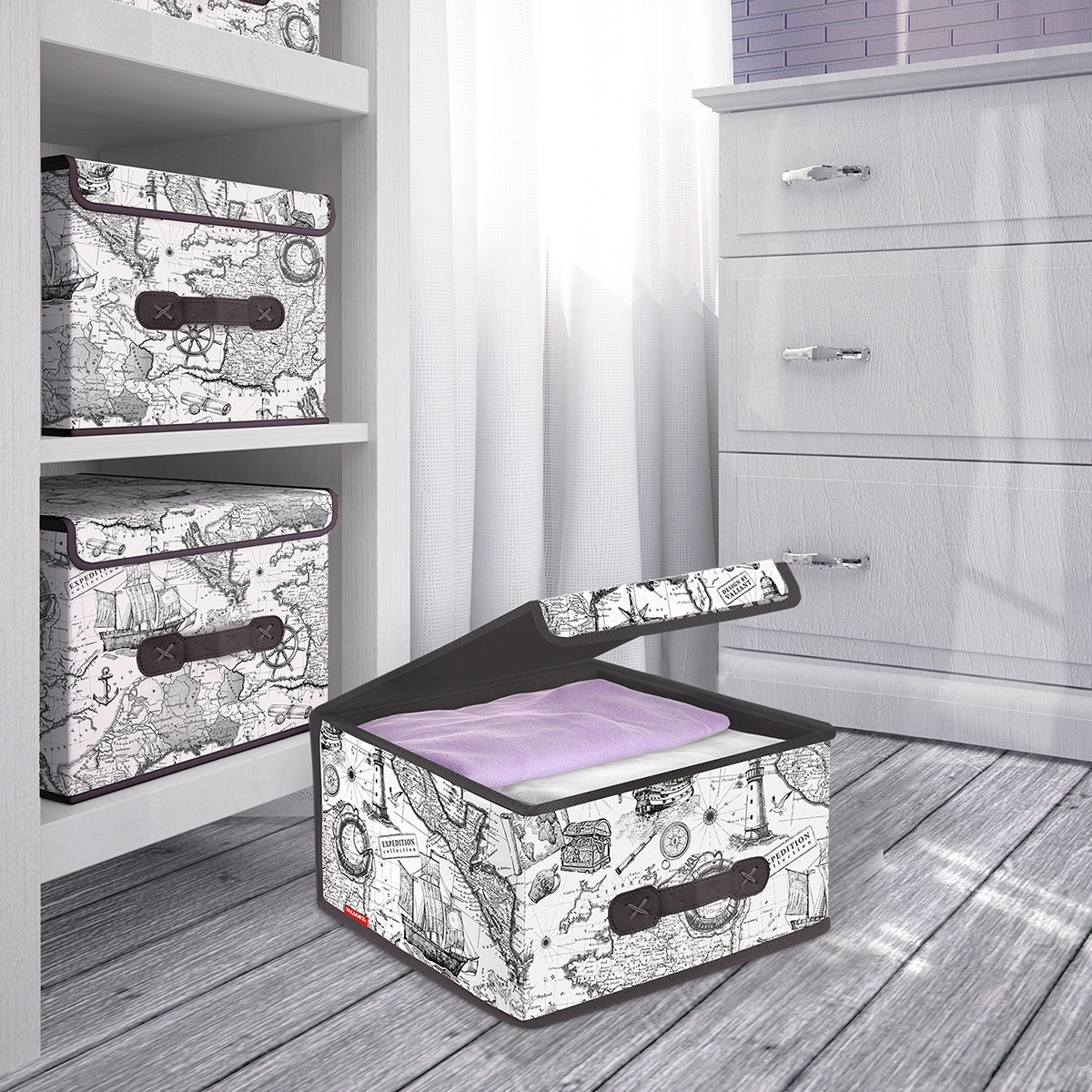 Короб для хранения "expedition" 28*30*16 см с крышкой (1/24) "valiant" ex-box-ls