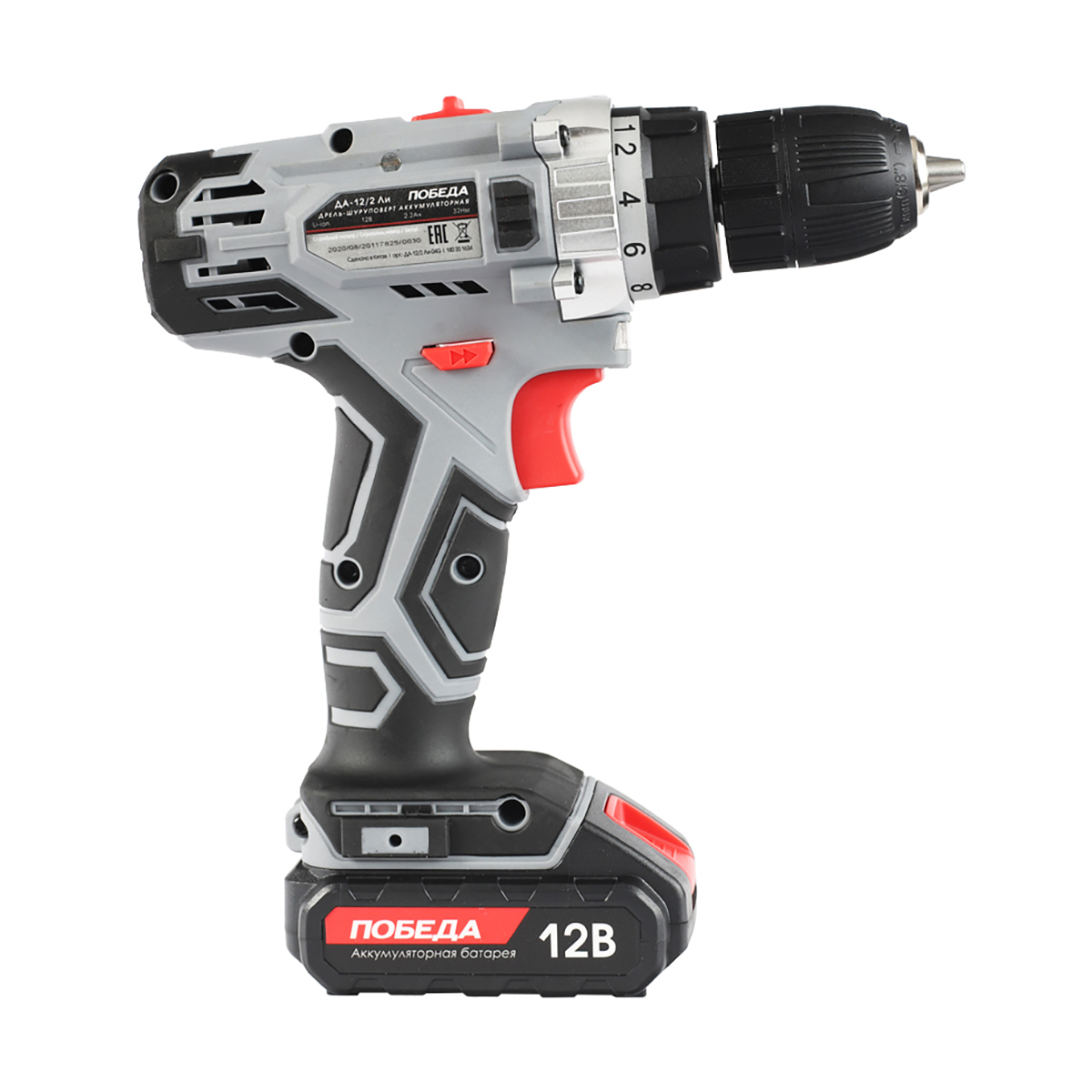 Дрель-шуруповерт аккум. да-12/2 ли (кейс) (1/10) "победа" 180201634