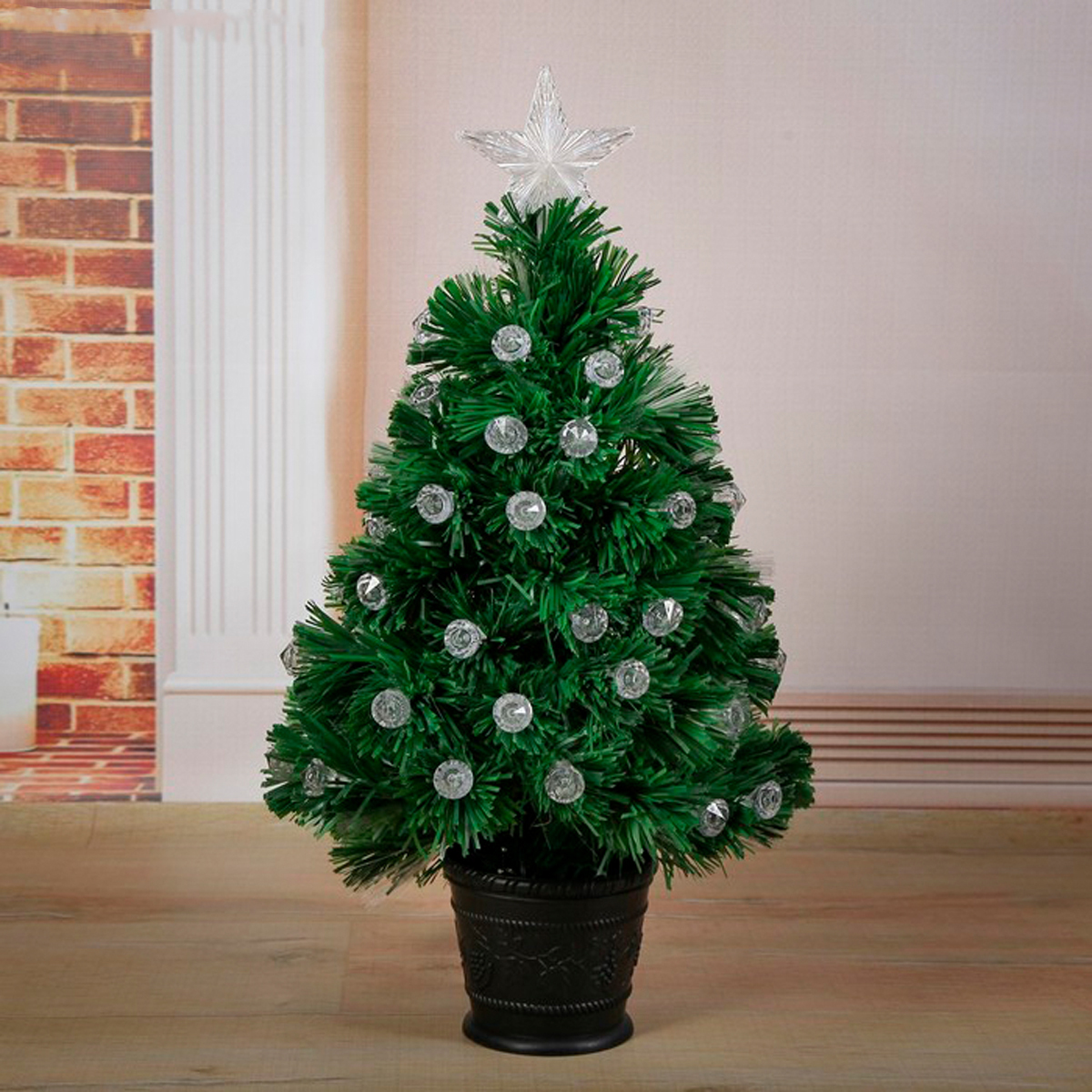 Ель декор. фиброоптич. t990v12-60  60 см, 55 веток (зеленая) "зимнее волшебство" 2338599