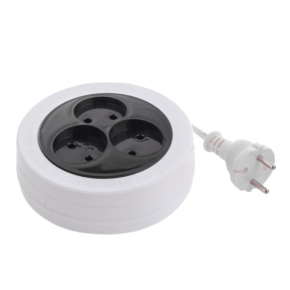 Удлинитель электрический бытовой рулетка, 1.7 м, 3 розетки, 6 А, тип УХ-6 Сибртех (95902)