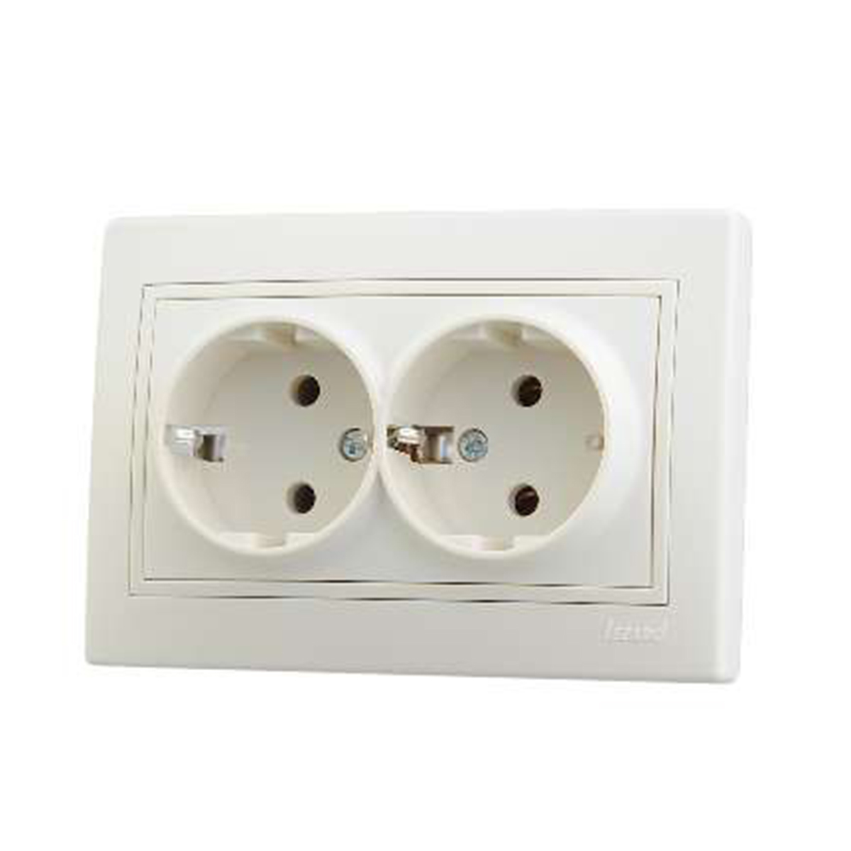 Розетка "mira" 2-х местн. с заземл. (керамика) кремовый (1/10/120) "lezard" 701-0303-127