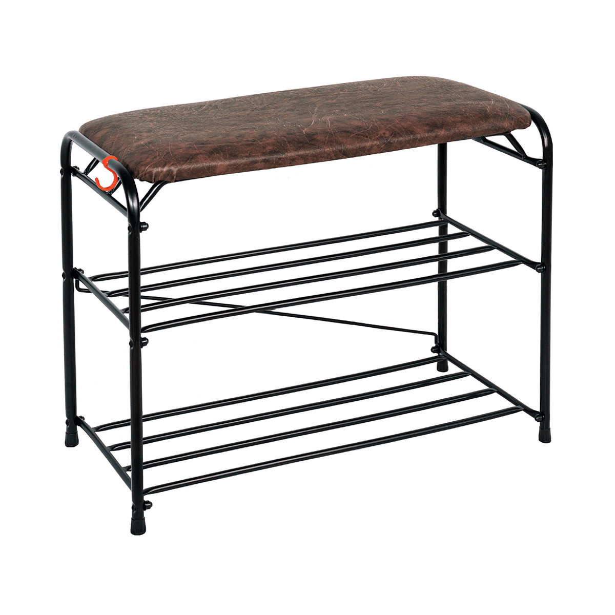 Подставка для обуви "альфа 23" 2 полки с сиденьем (650*300*480 мм) черный (1) пдоа23с ч