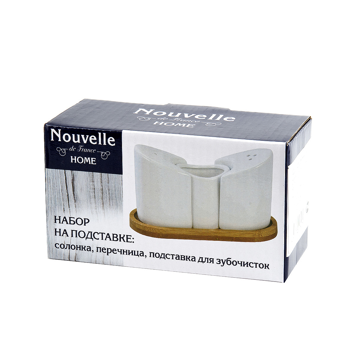 Набор на подставке (соль/ перец + зубочистки) "naturel" (1/36) "nouvelle home" 2632012