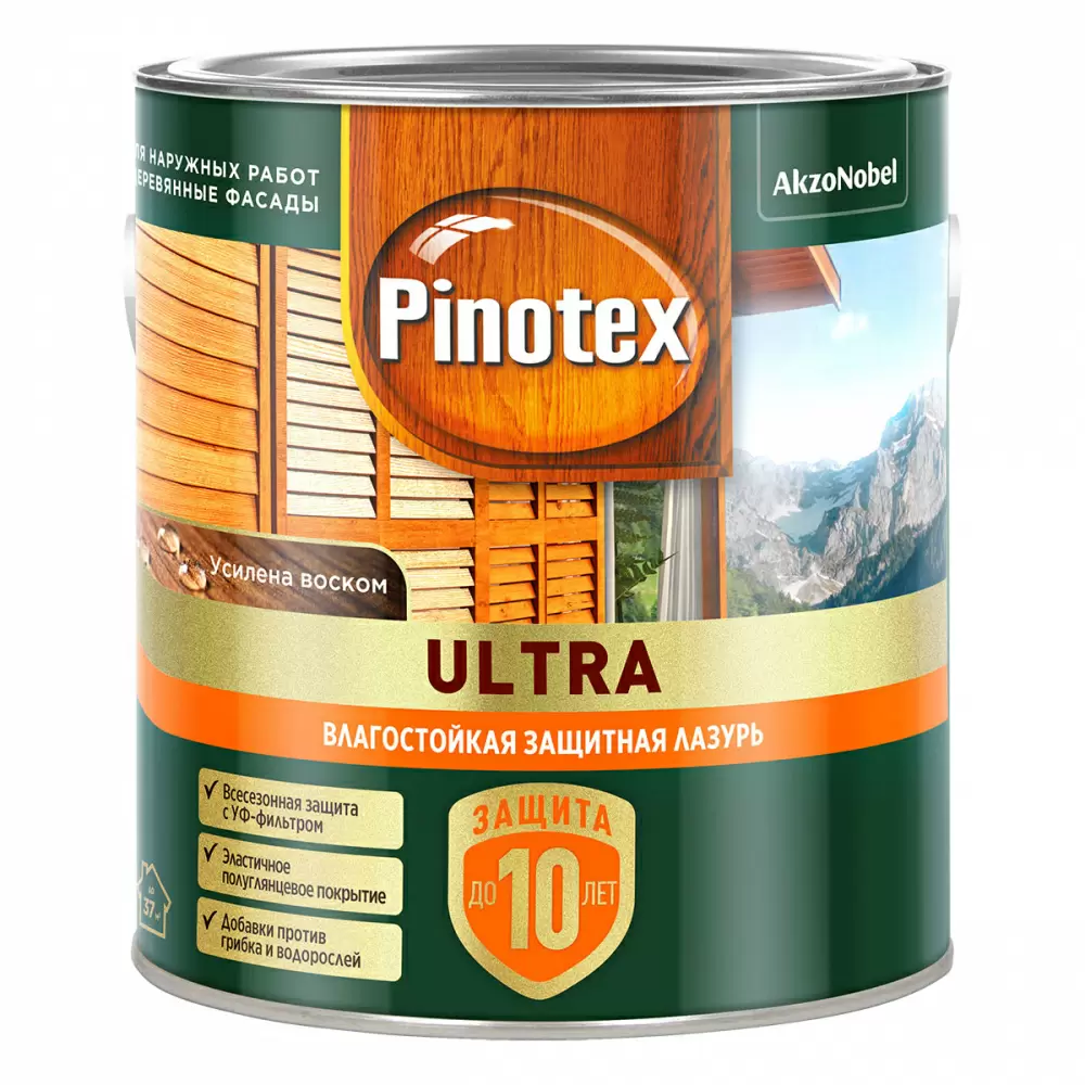 Pinotex Ultra / Пинотекс Ультра антисептик для древесины тиксотропный с УФ фильтром защита до 10 лет