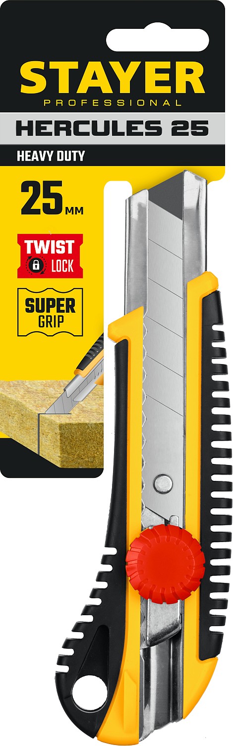 STAYER HERCULES-25, 25 мм, нож с винтовым фиксатором, Professional (09141)