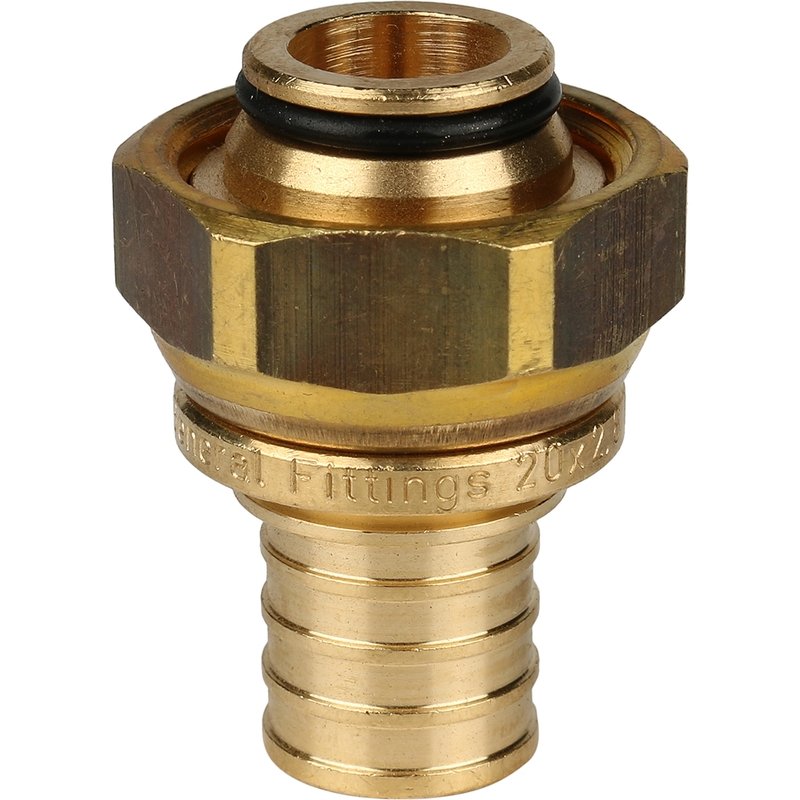 Переходник (евроконус) с накидной гайкой 20 x 3/4" аксиальный для труб PE-X STOUT