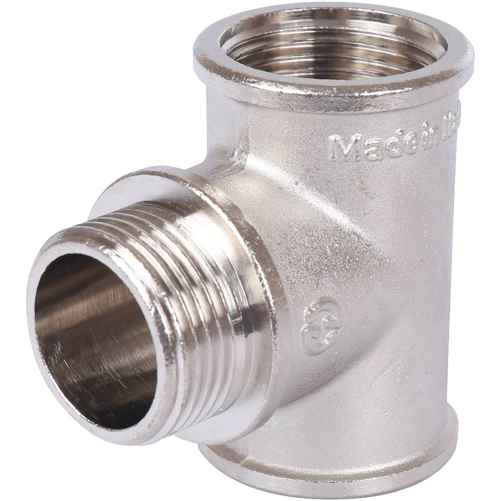 Тройник резьбовой ВН 1" никель STOUT