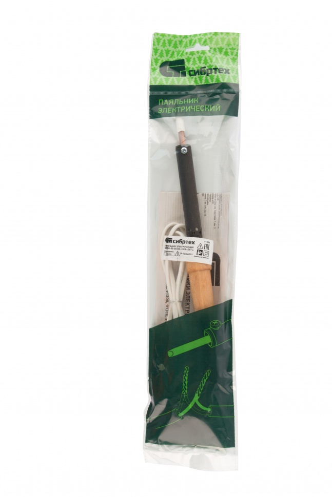Паяльник электрический ЭПСН-03-65/220, деревянная ручка, Сибртех (91308)