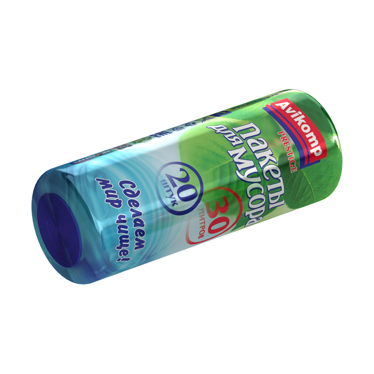 Пакеты для мусора "prestige"  30 л, рулон 20 шт. (синие) 9 мкм (1/50) "avikomp"