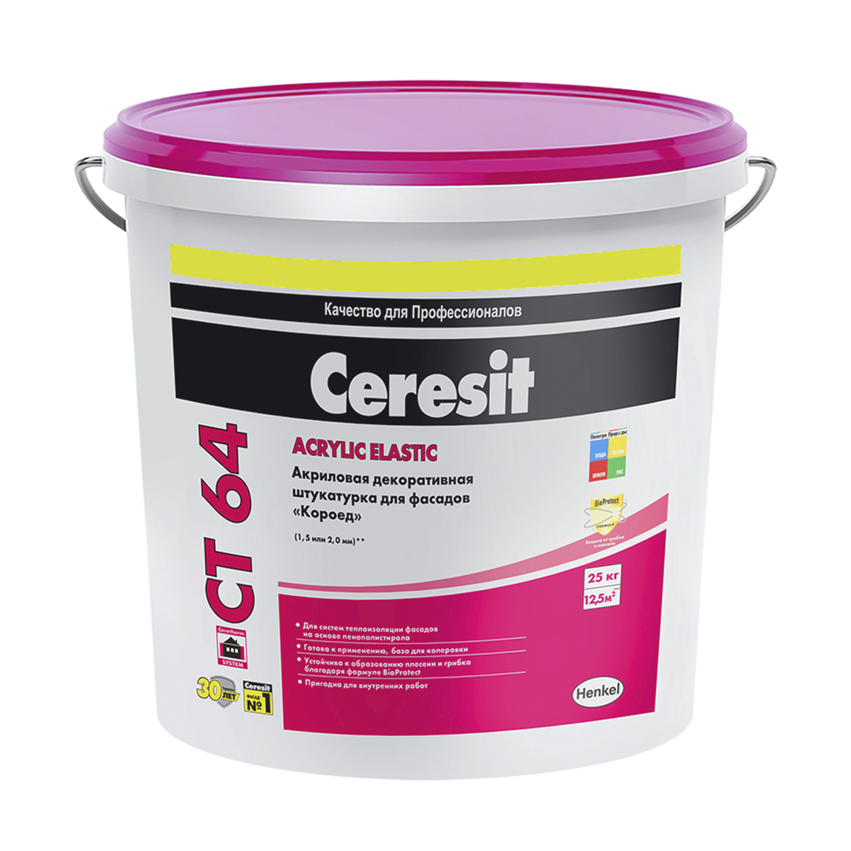 Штукатурка акрил. "короед"  2,0 мм  ct 64 (база)  25 кг (1/24) "ceresit"