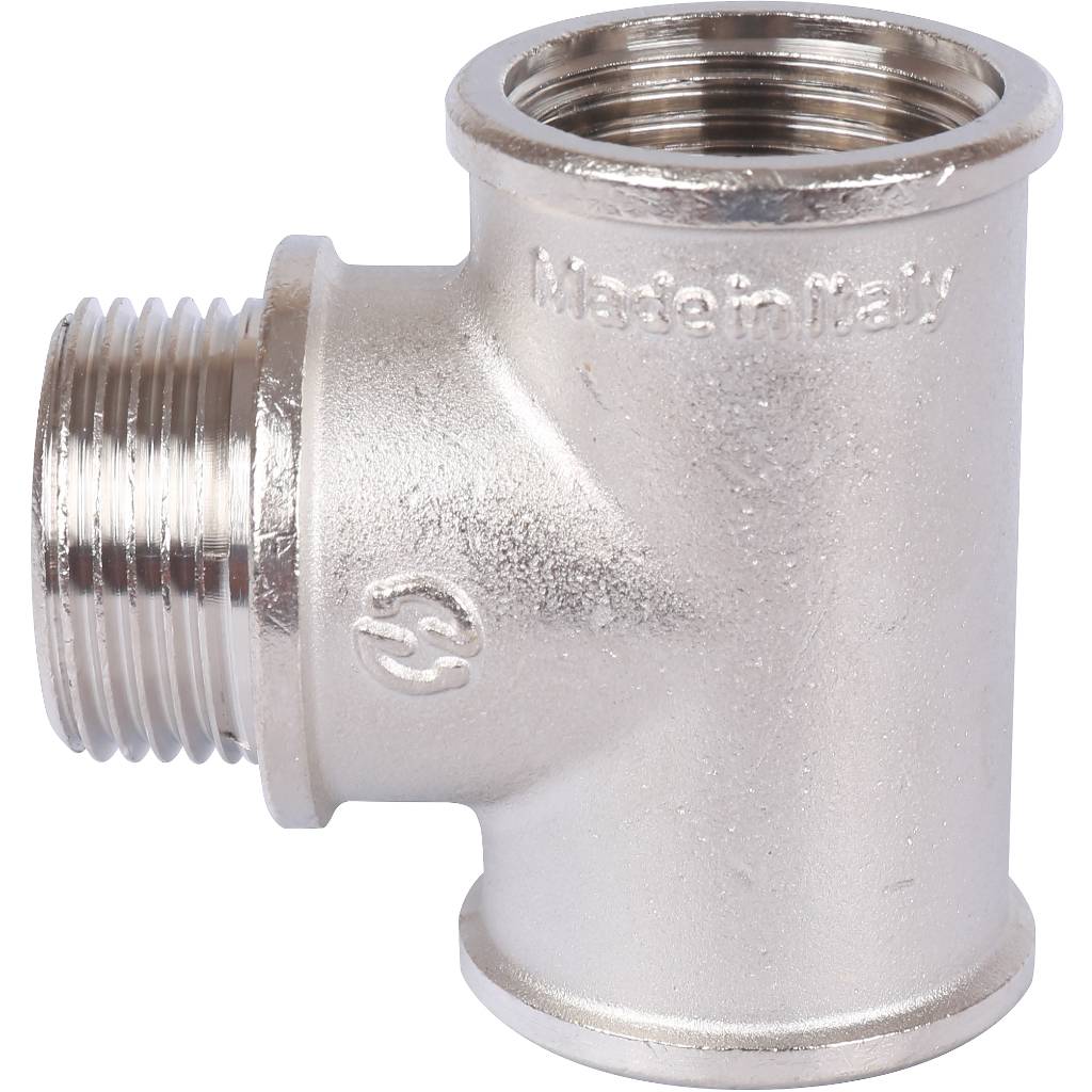 Тройник резьбовой ВН 1" никель STOUT