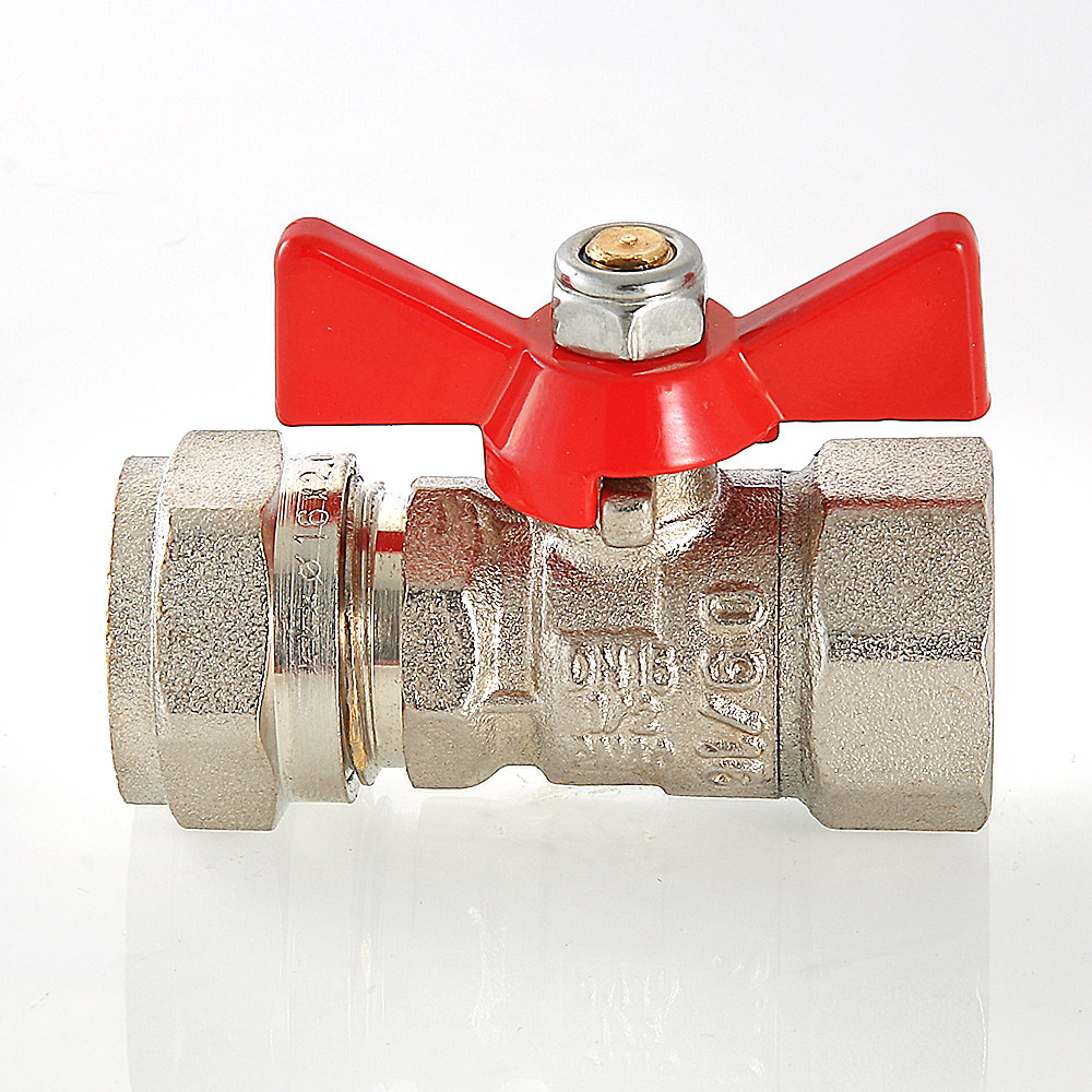 Кран шаровый VALTEC бабочка прямой обжим ВР редуцированный 16 х 1/2"