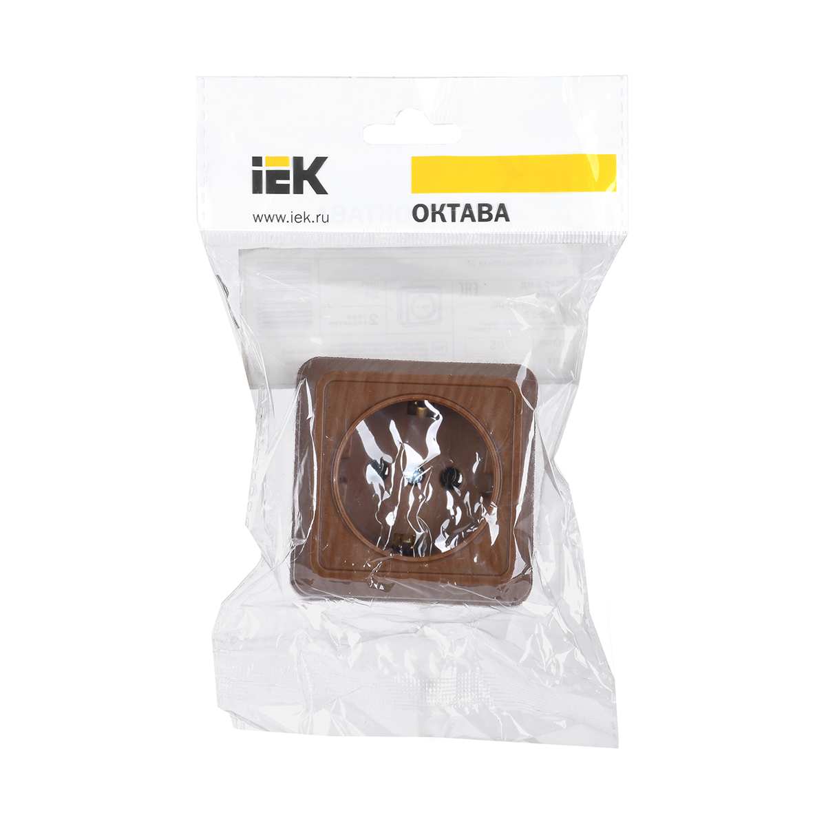 Розетка открыт. уст. "октава" 1 местн. с заземл. рс20-3-од, 16а, дуб (1/30/360) "iek"