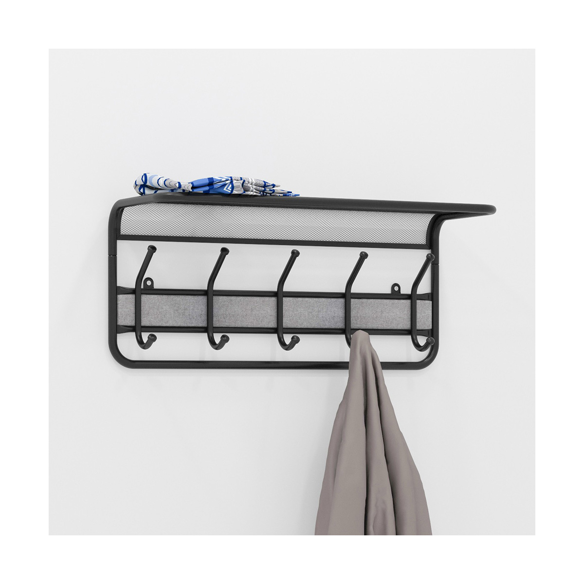 Вешалка настенная с полкой "гранада 21" (5 крючков) 600*220*260 мм графит (1) вспг21 гр