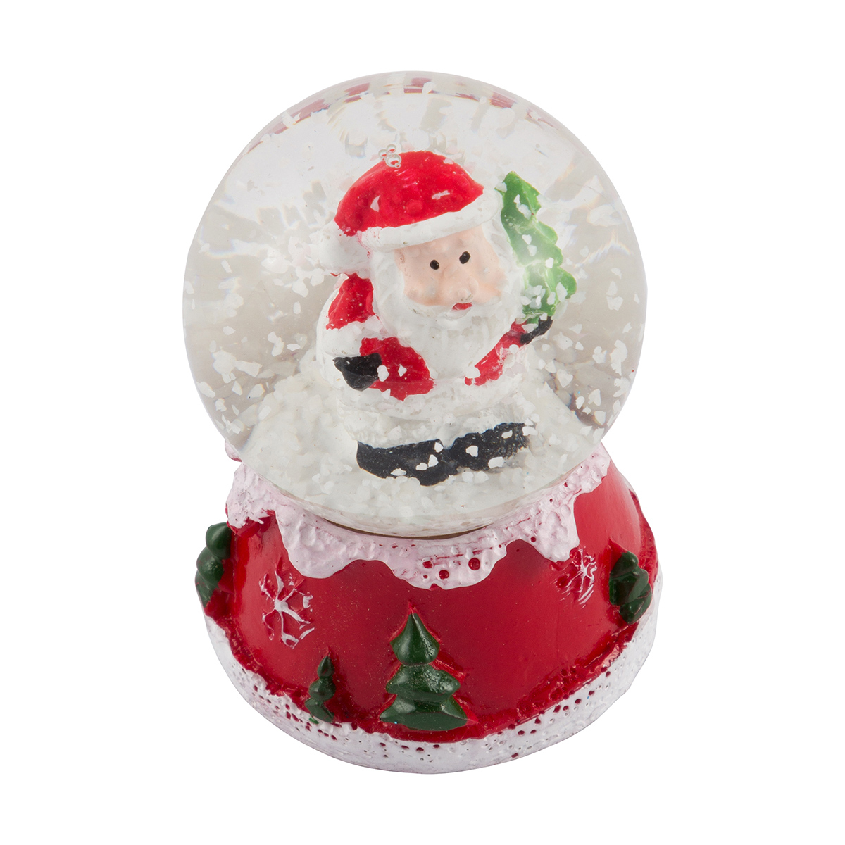 Сувенир новогодний снежный шар "санта с елкой" 4,5*4,5*6,2 см (1/12/96) "волшебная страна"