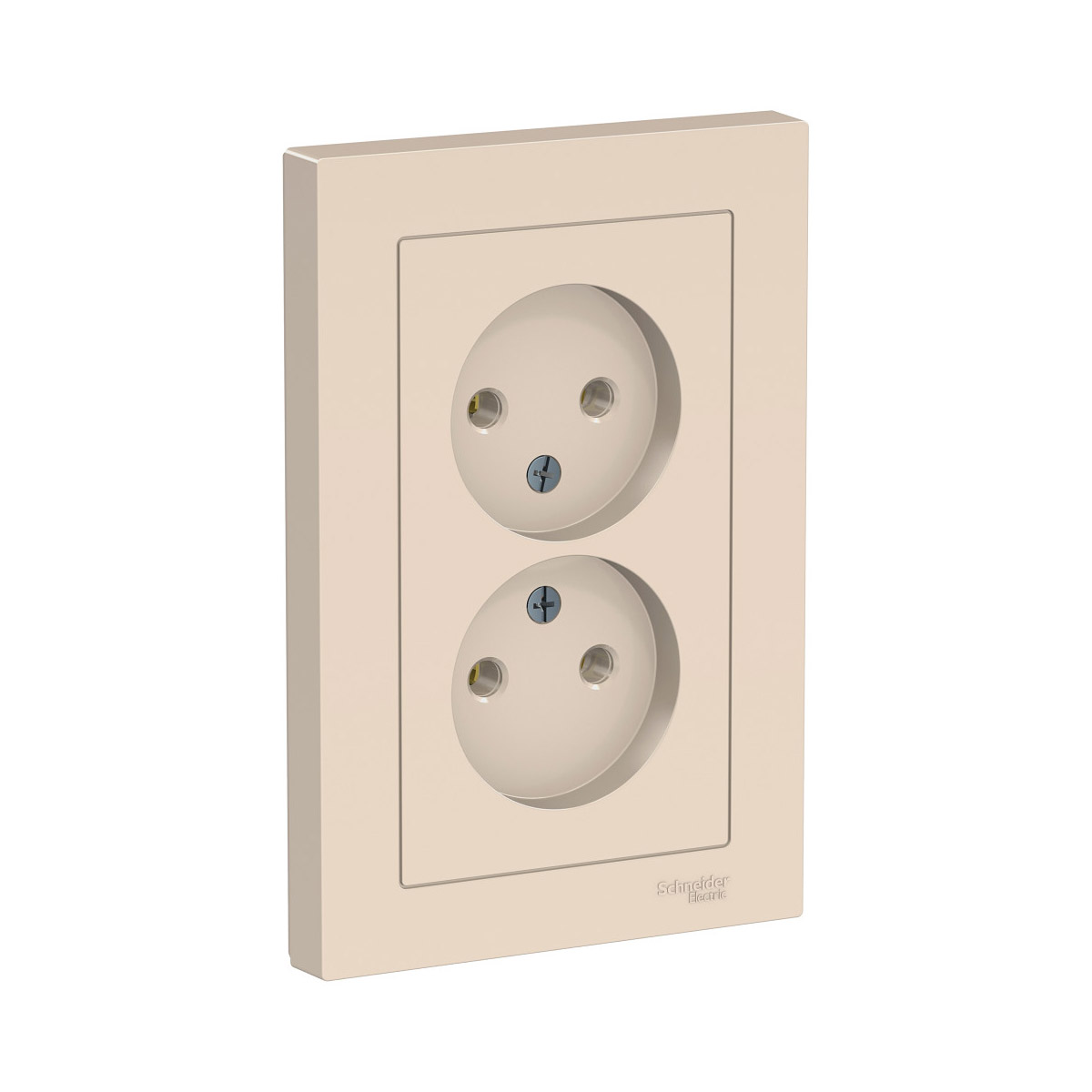 Розетка "atlasdesign" 2-х местн. 16а, бежевый (1/15/90) "schneider"