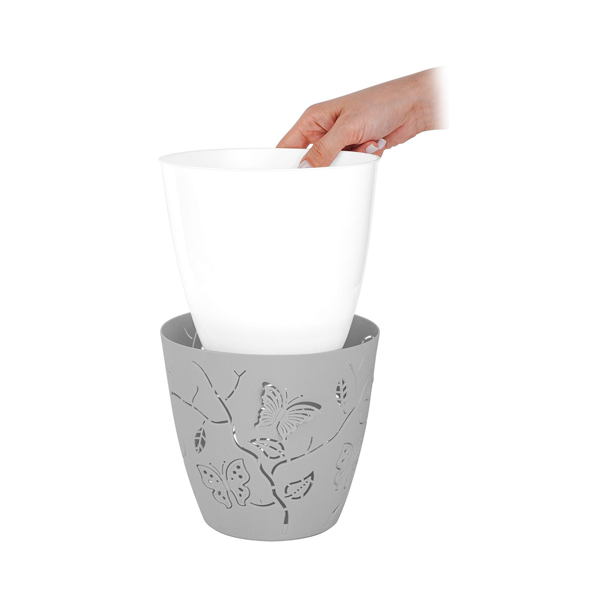Горшок для цветов "batterflies" d 115 мм/0,7 л (серый шторм) (1/20) "plast team" pt401110025