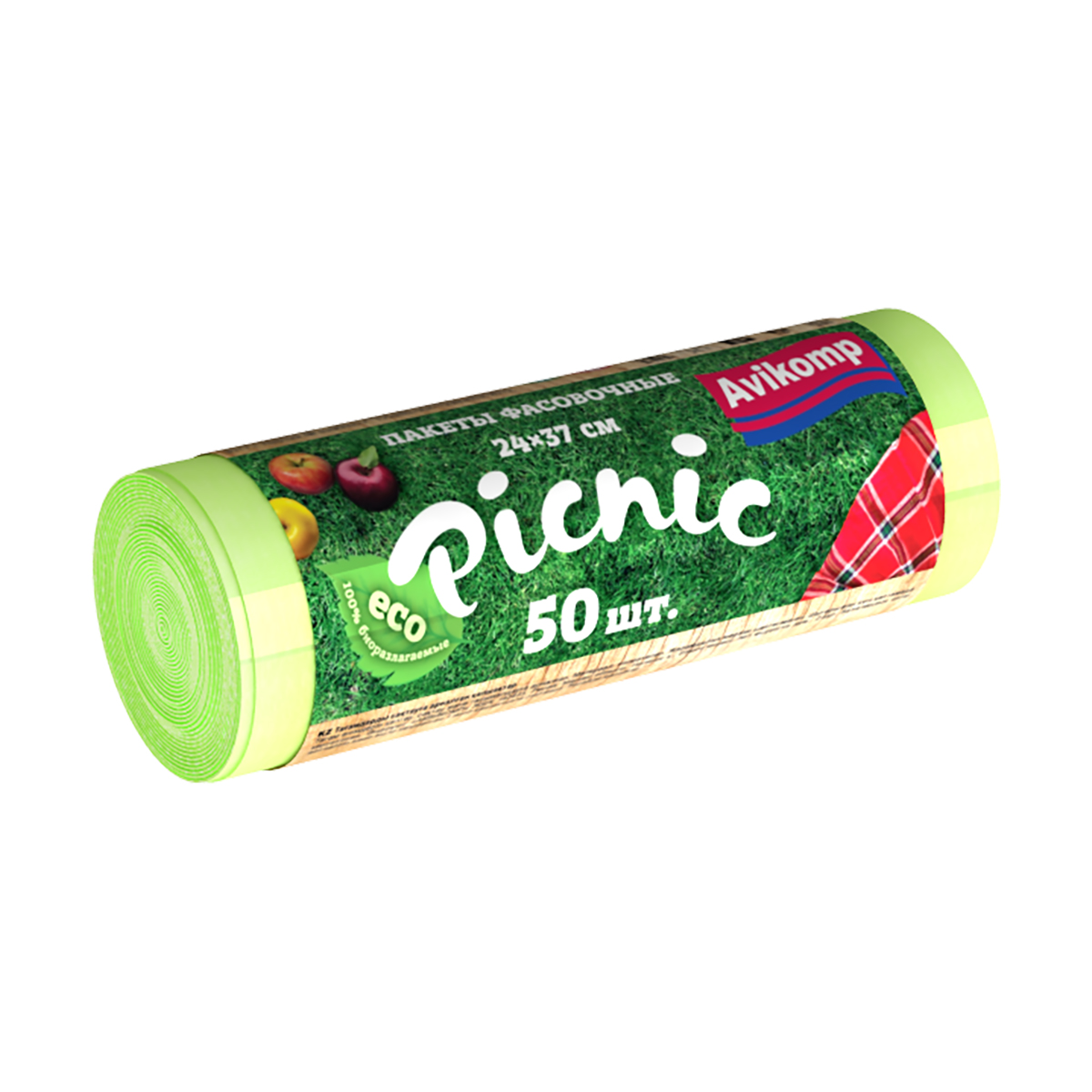 Пакеты фасовочные "picnic" 24 х 37 см, рулон 50 шт. (салатов.) 6 мкм (1/40) "avikomp"