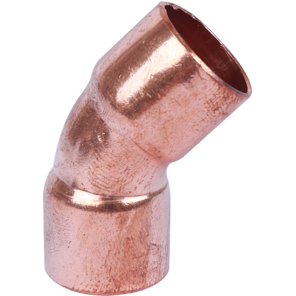 Отвод двухраструбный 18 мм / 45° под пайку медный SANHA 1504118