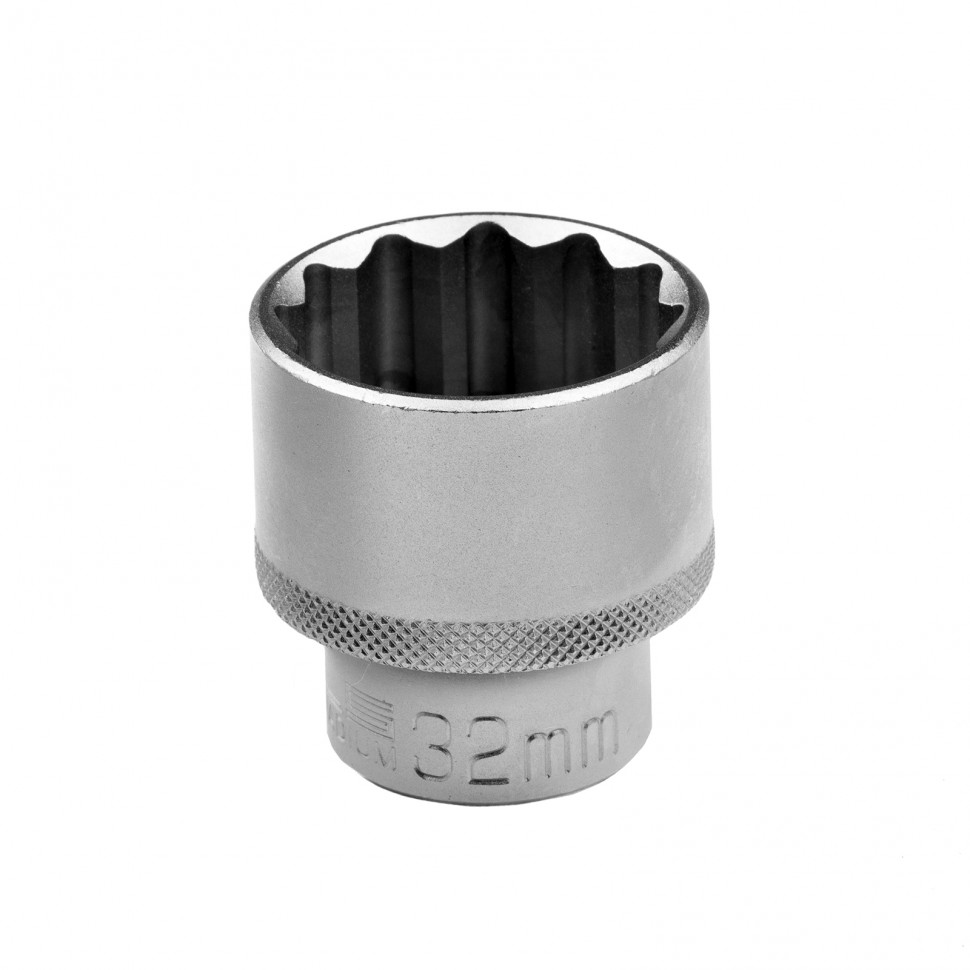 Головка торцевая, 32 мм, двенадцатигранная, CrV, под квадрат 1/2, хромированная Stels (13674)