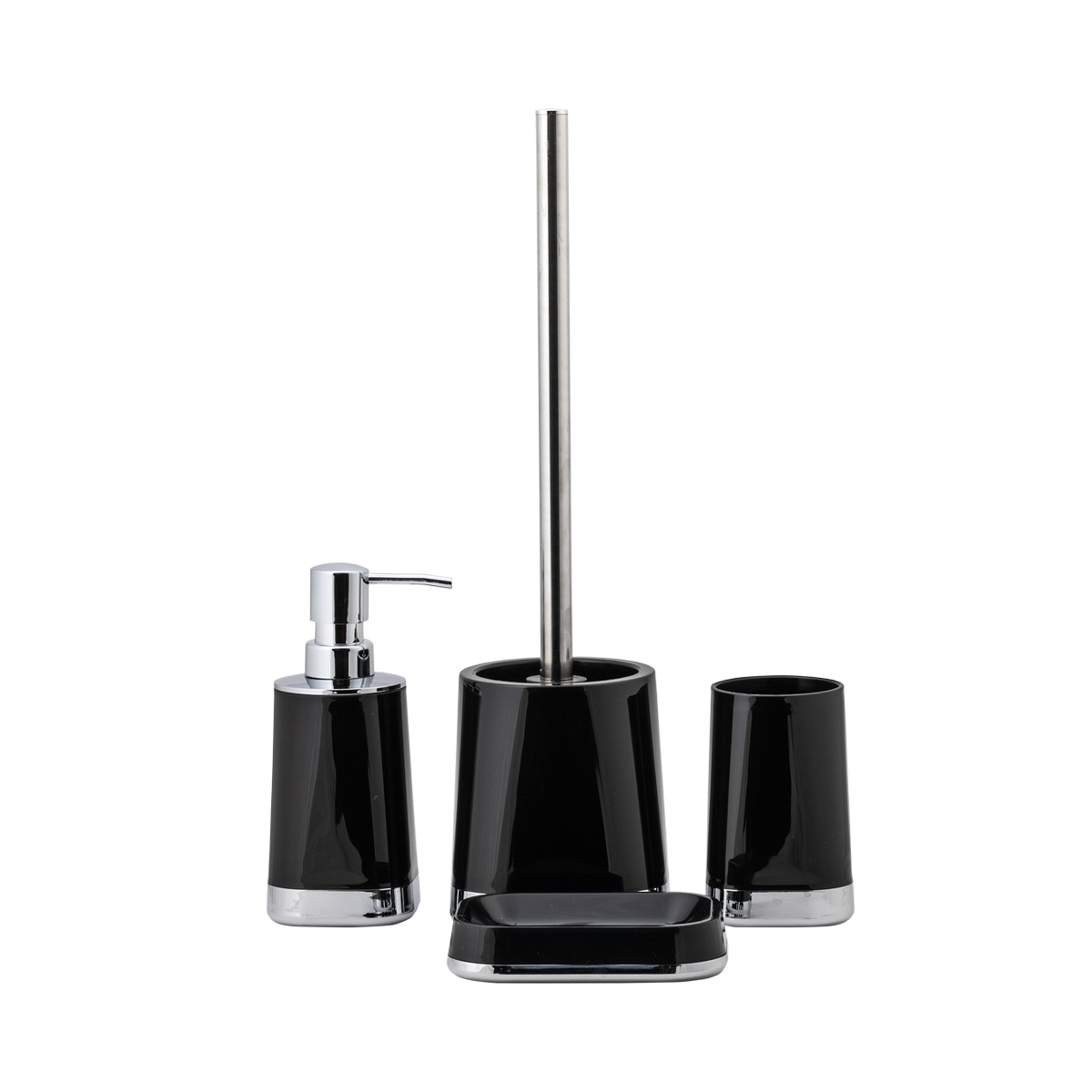 Туалетный набор "gloss" ерш с подставкой, пласт. (черный) (1/6) "swensa" swp-1901blk-05