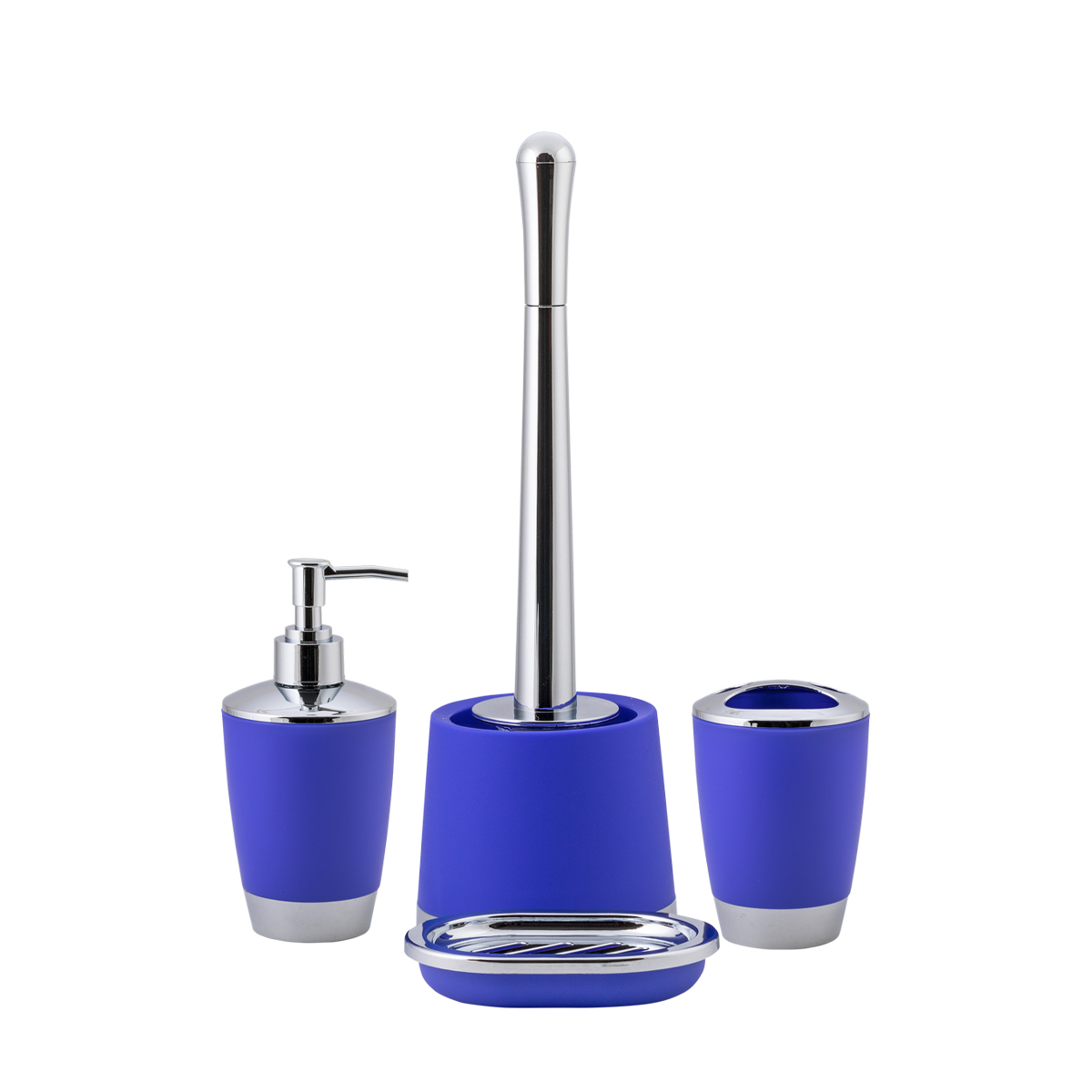Туалетный набор "альма" ерш с подставкой, пласт. (синий) (1/6) "swensa" swp-2100bl-05