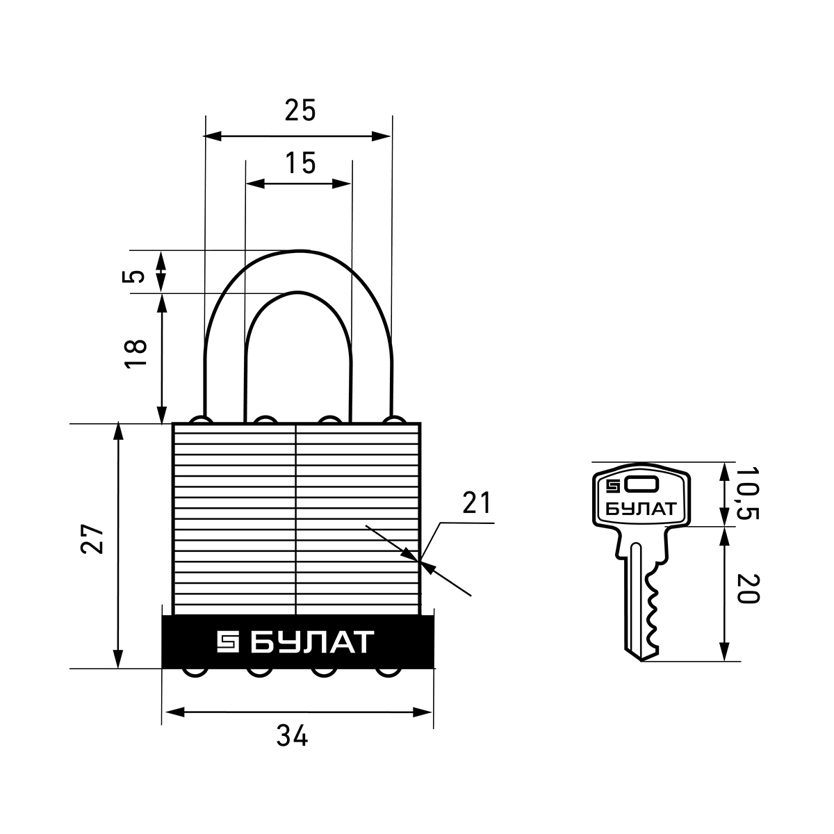 Замок навесной вс 0130  5 мм (5 ключей) (1/6/48) "булат"