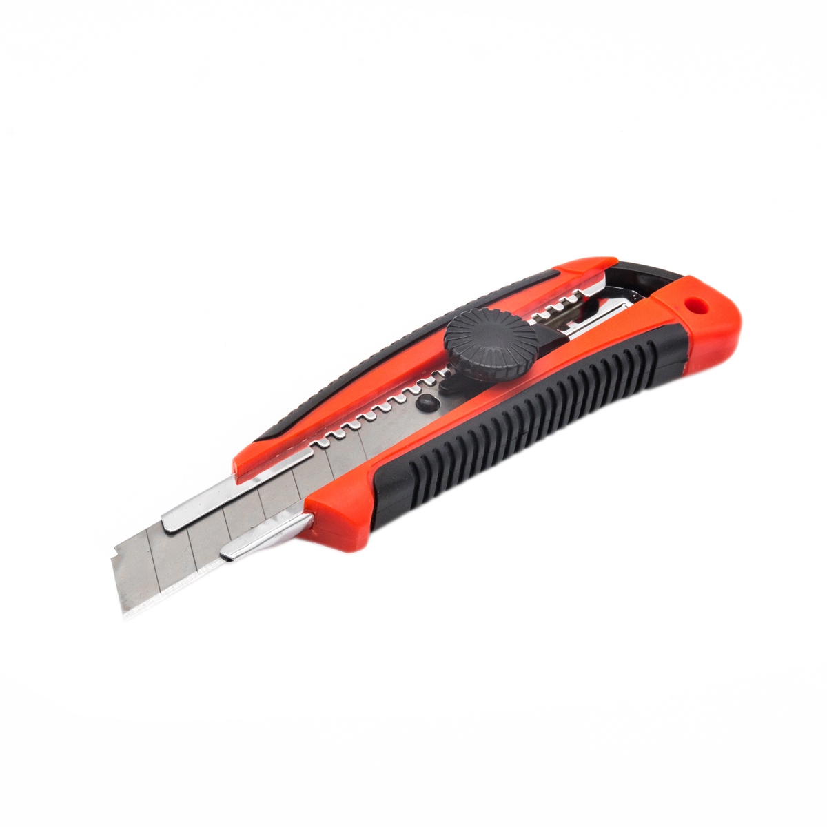 Нож пистолетный упрочн. 18 мм двухкомп. обрезин. ручка, винт. фиксатор (24/240)  "кедр"  031-0008